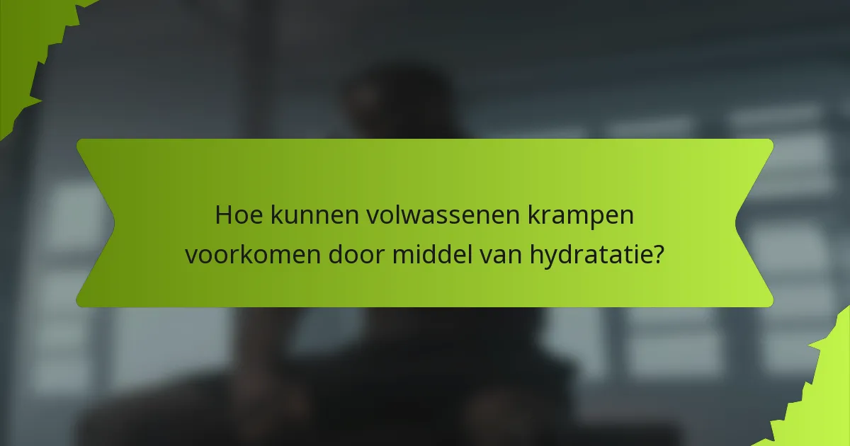 Hoe kunnen volwassenen krampen voorkomen door middel van hydratatie?