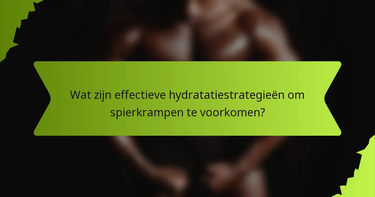Wat zijn effectieve hydratatiestrategieën om spierkrampen te voorkomen?