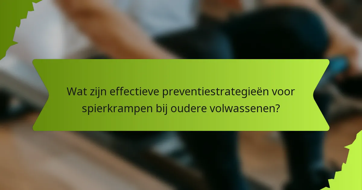 Wat zijn effectieve preventiestrategieën voor spierkrampen bij oudere volwassenen?
