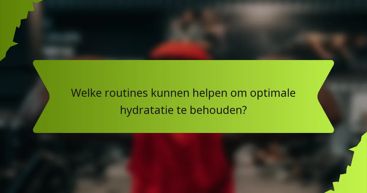 Welke routines kunnen helpen om optimale hydratatie te behouden?